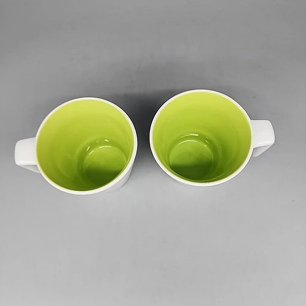 IKEA Hurting White & Lime Green 15199 10 Ounce L-Handle Set Of 2